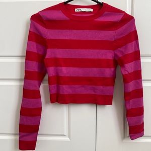 Zara red and pink/purple striped long sleeve.